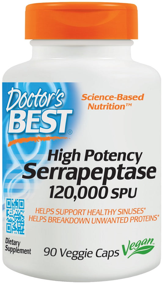 Doctor's Best Serrapeptase - 120 000 SPU High Potency - 90 vcaps