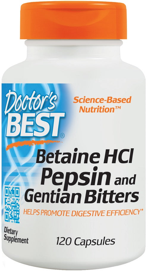 Doctor's Best Betaine HCl Pepsin & Gentian Bitters - 120 caps