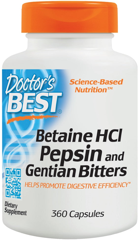 Doctor's Best Betaine HCl Pepsin & Gentian Bitters - 120 caps