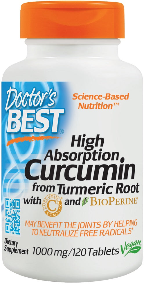 Doctor's Best High Absorption Curcumin From Turmeric Root with C3 Complex & BioPerine - 1000mg - 120 tablets