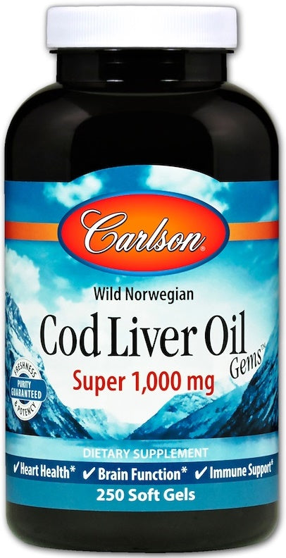 Carlson Labs Wild Norwegian Cod Liver Oil Gems - 1000mg - 100 softgels