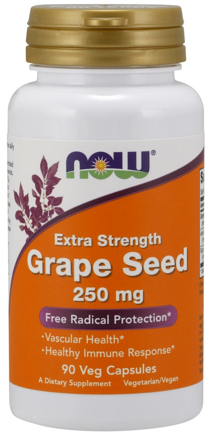 NOW Foods Grape Seed - 250mg Extra Strength - 90 vcaps