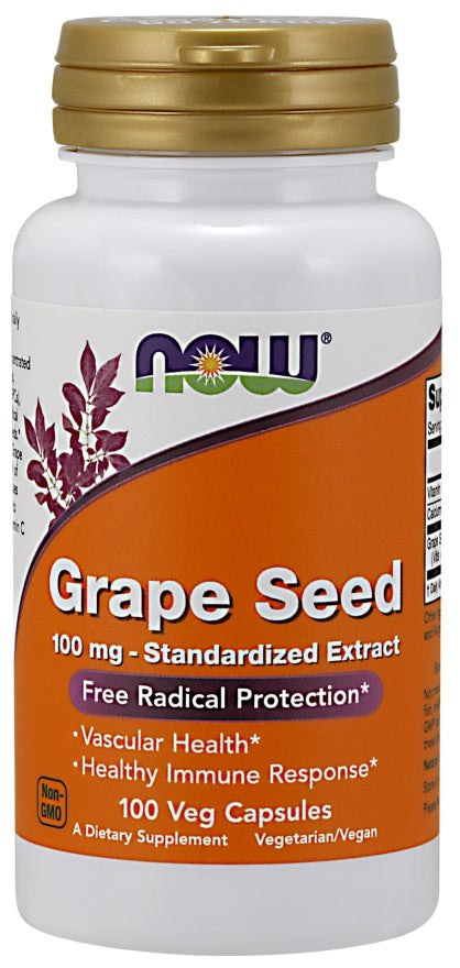 NOW Foods Grape Seed Standardized Extract - 100mg - 100 vcaps