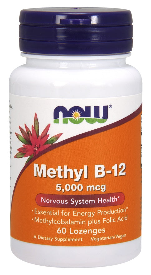 NOW Foods Methyl B-12 with Folic Acid - 5000mcg - 120 lozenges