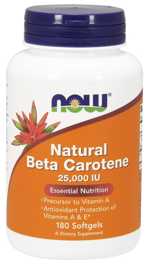 NOW Foods Beta Carotene Natural - 25 000 IU - 180 softgels