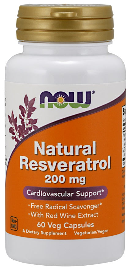 NOW Foods Natural Resveratrol with Red Wine Extract - 200mg - 120 vcaps