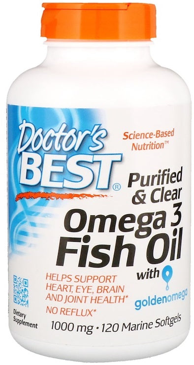 Doctor's Best Purified & Clear Omega 3 Fish Oil - 1000mg - 120 marine softgels