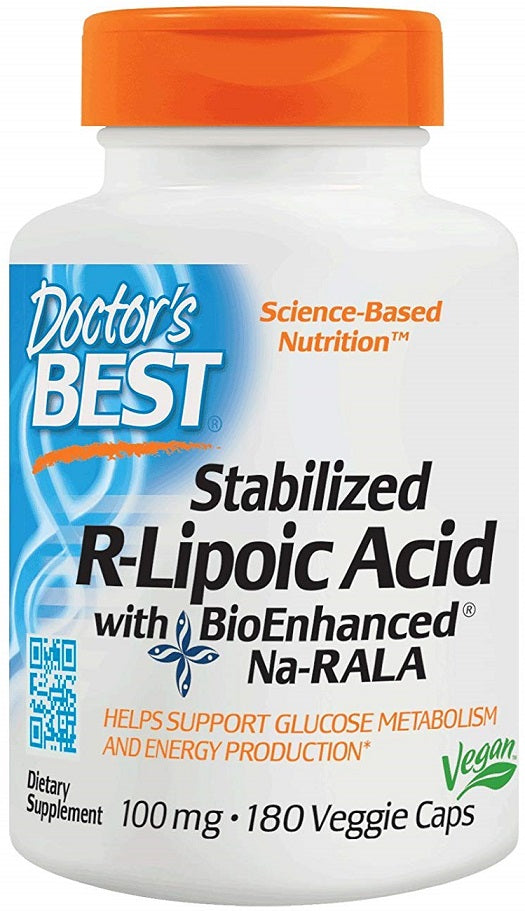 Doctor's Best Stabilized R-Lipoic Acid with BioEnhanced Na-RALA - 100mg - 180 vcaps