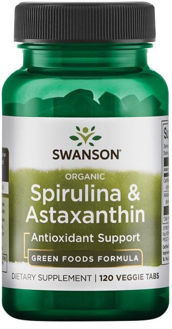 Swanson Spirulina & Astaxanthin Organic - 120 veggie tablets