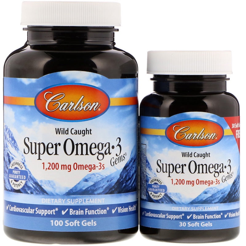 Carlson Labs Wild Caught Super Omega-3 Gems - 1200mg - 100 + 30 softgels