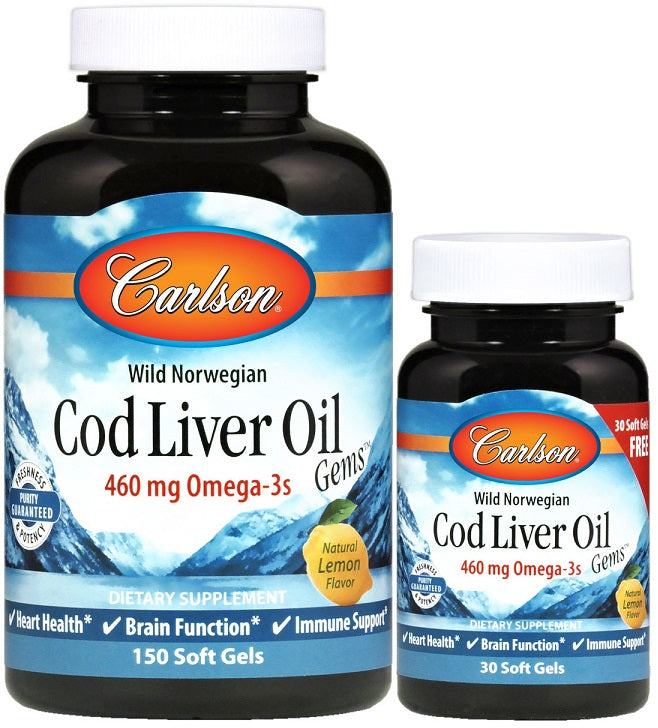 Carlson Labs Wild Norwegian Cod Liver Oil Gems - 1000mg - 100 softgels