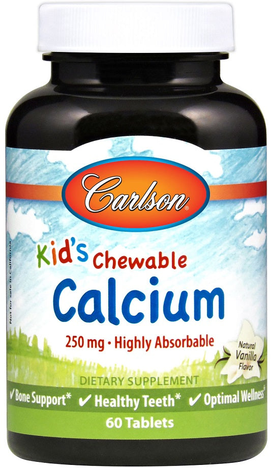 Carlson Labs Kid's Chewable Calcium 250mg  60 tablets- 250mg - 60 tablets