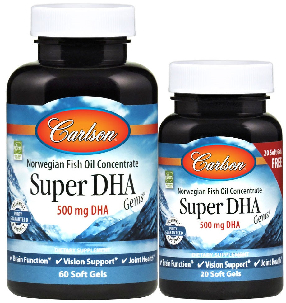 Carlson Labs Super DHA Gems - 500mg - 60 + 20 softgels