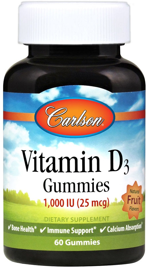 Carlson Labs Vitamin D3 Gummies 1000 IU  60 gummies- 1000 IU - 60 gummies