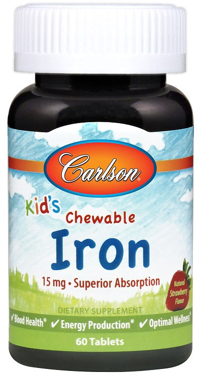 Carlson Labs Kid's Chewable Iron 15mg  60 tablets- 15mg - 60 tablets