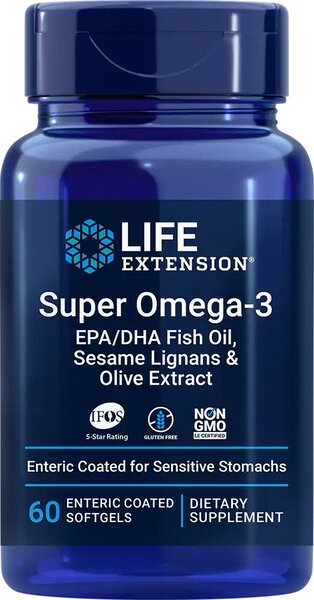 Life Extension Super Omega-3 EPA/DHA with Sesame Lignans & Olive Extract - 120 enteric coated softgels