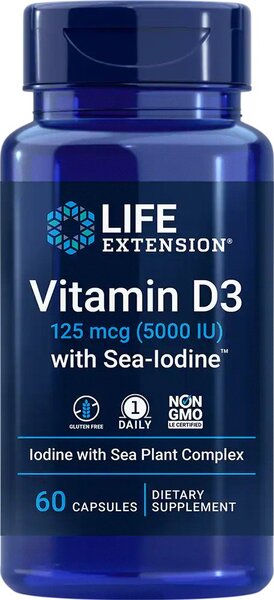 Life Extension Vitamin D3 with Sea-Iodine - 5000IU - 60 caps