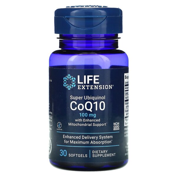 Life Extension Super Ubiquinol CoQ10 with Enhanced Mitochondrial Support - 100mg - 30 softgels