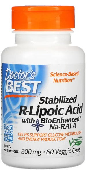 Doctor's Best Stabilized R-Lipoic Acid with BioEnhanced Na-RALA - 100mg - 180 vcaps