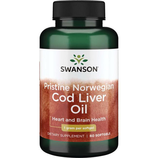 Swanson Pristine Norwegian Cod Liver Oil - 1000mg - 60 softgels