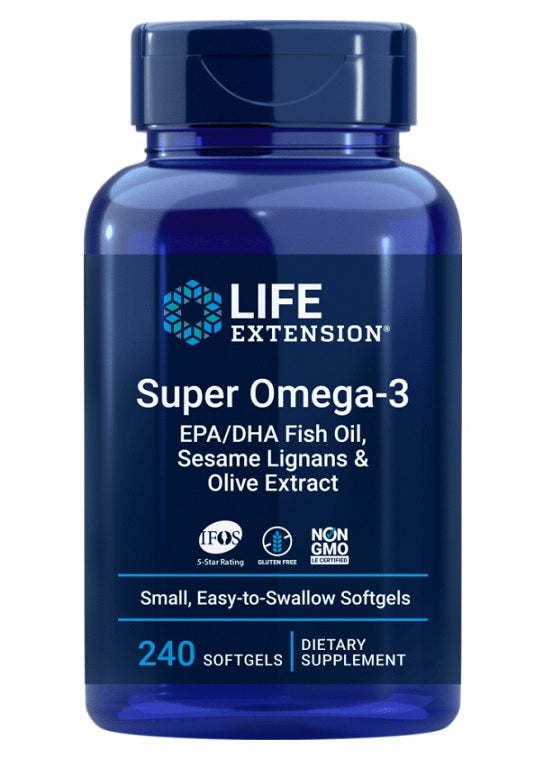 Life Extension Super Omega-3 EPA/DHA with Sesame Lignans & Olive Extract - 120 enteric coated softgels