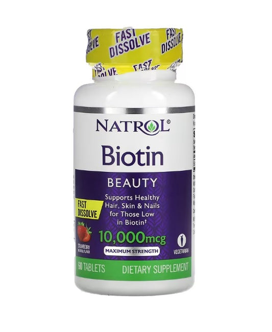 Natrol Biotin Fast Dissolve 10000mcg () 60 tabs- 10000mcg - 60 tabs