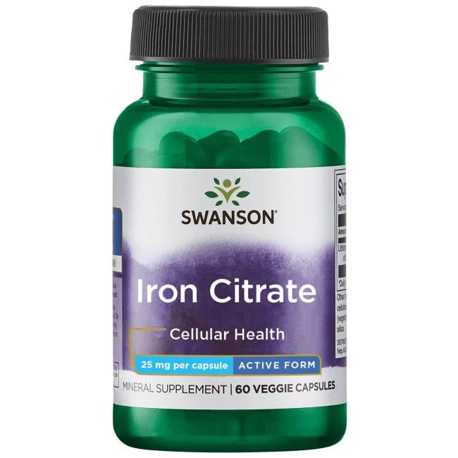 Swanson Iron Citrate - 25mg - 60 vcaps