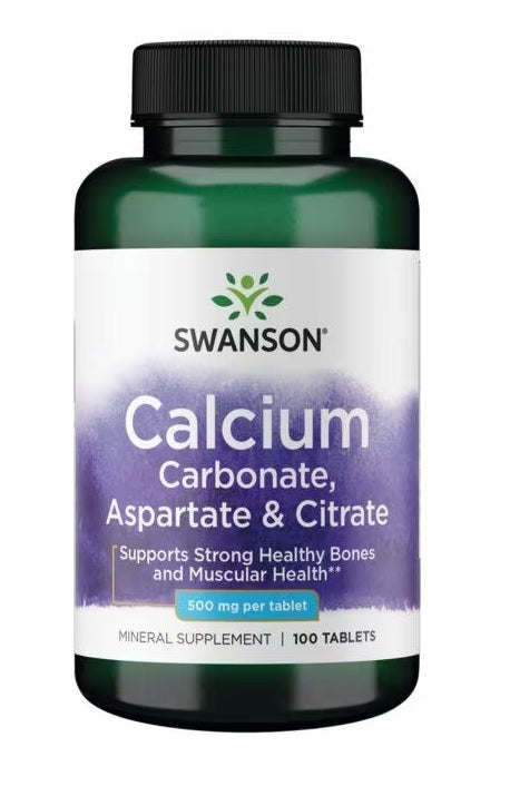 Swanson Calcium Carbonate Aspartate & Citrate - 500mg - 100 tablets