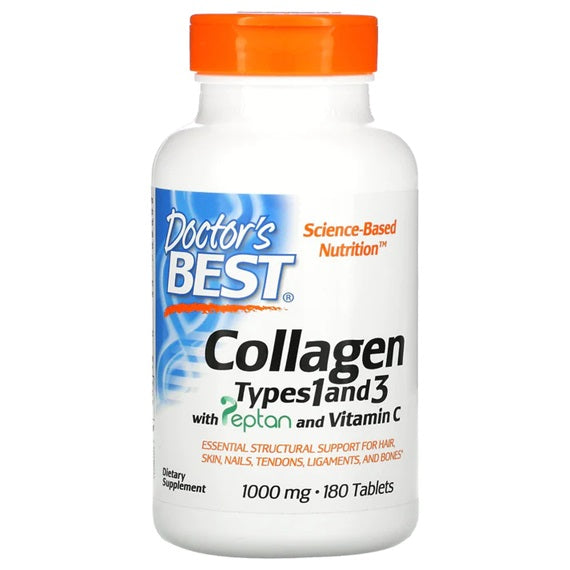 Doctor's Best Collagen Types 1 and 3 with Peptan and Vitamin C - 1000mg - 180 tabs