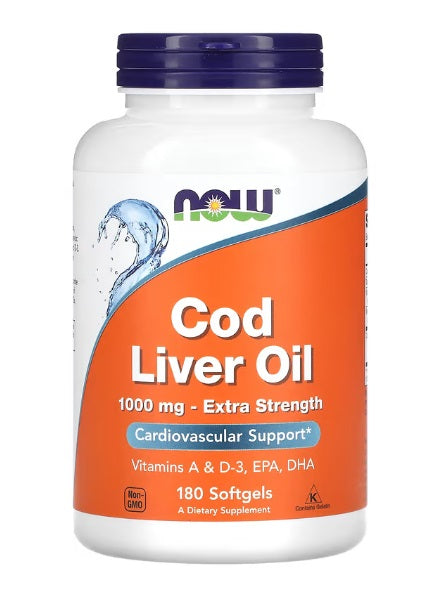 NOW Foods Cod Liver Oil - 1000mg Extra Strength - 180 softgels