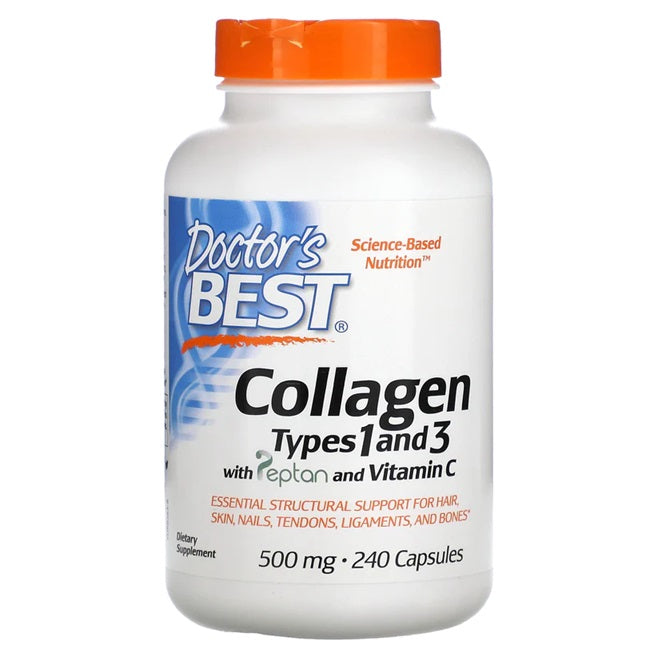 Doctor's Best Collagen Types 1 and 3 with Peptan and Vitamin C - 1000mg - 180 tabs