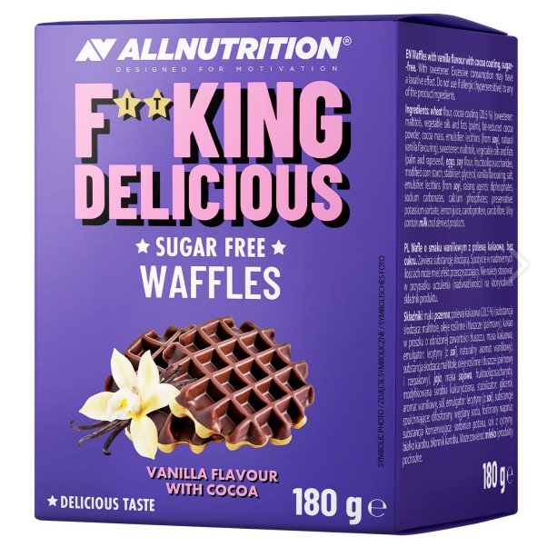 Fitking Delicious Waffles, Vanilla Flavour with Cocoa - 180g