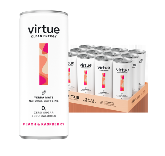 Virtue Clean Energy Yerba Mate 12x250ml Peach and Raspberry