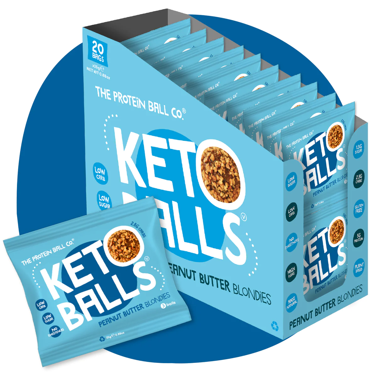 The Protein Ball Co Keto Ball Snack 20x25g Classic Choc Brownies