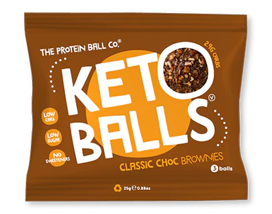 The Protein Ball Co Keto Ball Snack 20x25g Classic Choc Brownies