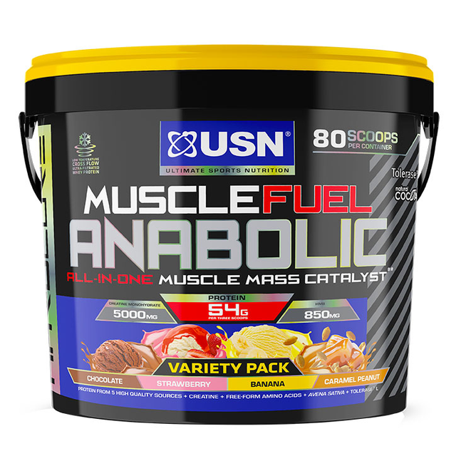 USN Muscle Fuel Anabolic Variety Pack 4kg Cookies and Cream/Choc/Strawb/Vanilla